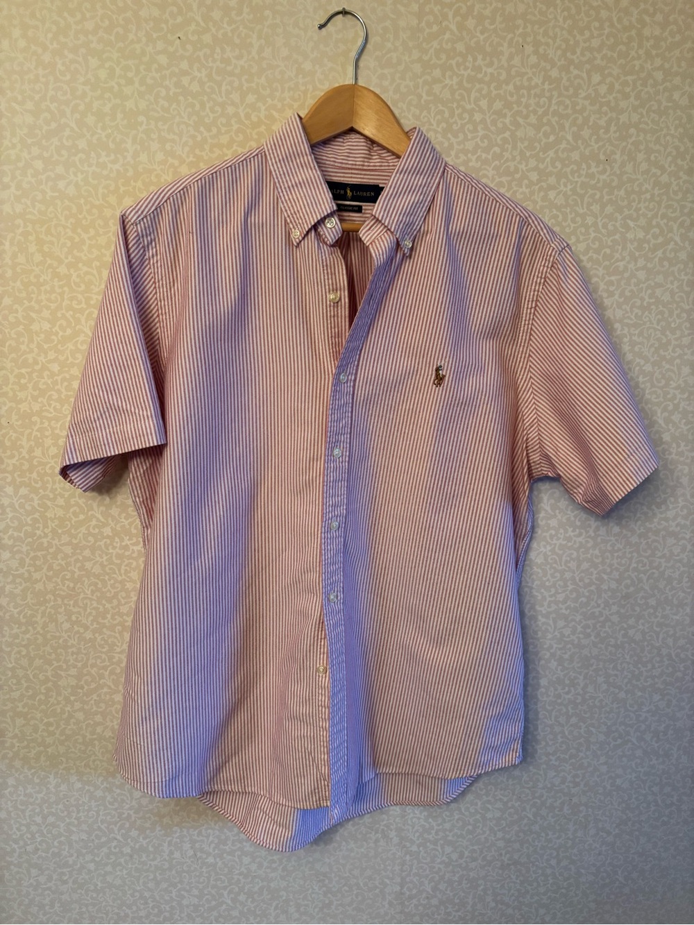 Ralph Lauren Pink Stripe Short-Sleeve Button-Down Shirt